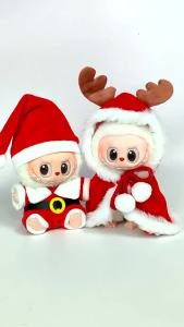 Cute doll clothes accessories Christmas outfit set for 17cm Labubu V2 DIYdoll clothes gift for girls gift for kids