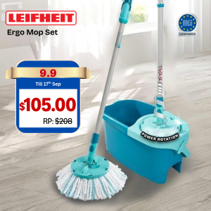 Leifheit Clean Twist Compact Ergo Mop Set (Spin/Spinning/Spinnable Mop) (Microfibre/Microfiber) Compact