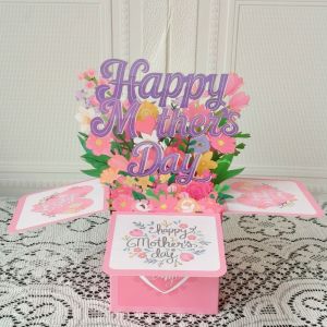 MMLUCK Bó hoa Thiệp Ngày của Mẹ Lời chúc phúc Giấy bìa cứng Thiệp chúc mừng ngày lễ Sáng tạo Thể hiện lòng biết ơn Thiệp chúc mừng 3D Thiệp Chúc Mừng