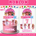 ROBLOX GIRL PINK CAKE TOPPER WITH NAME & AGE. 