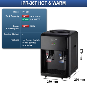 IPR-36T Hot & Cold / Hot & Warm Mini Top Loading Water Dispenser / Power Saving Bottle Type Dispenser Tabletop IPR-36T