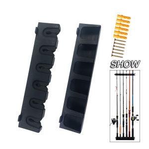 Goture 6 Slots Vertical/Horizontal Fishing Rod Holder Wall Mounted Display Rack Stand Plastic Bracket Fixed Collection