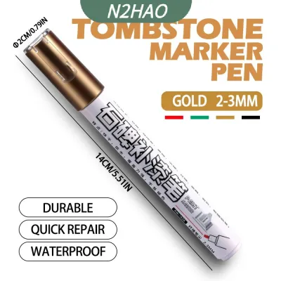 Cemetery Tombstone Marker Pen Golden Ink Granite Surface Ink Pen Restores Faded Text Fade Proof For Grave Headstone