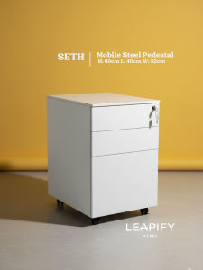 SETH | 3-tier Mobile Steel Pedestal by Leapify Steel - Mobile Steel Cabinet in Matte White