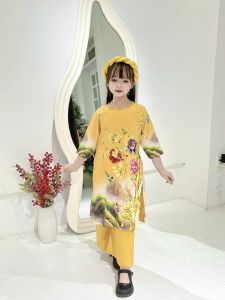 sét bộ áo dài hoa mọc lan.áo quần.chưa kèm mấn