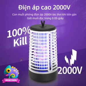 Đèn bắt muỗi di động cao cấp BESEYOOG 360 °   Thuốc đuổi muỗi Sạc USB Diệt muỗi đa cảnh