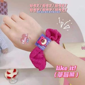 Lotso Fluffy Scrunchies Hair Band Hair Tie 🎀 草莓熊大肠圈发圈 Getah Rambut Warna Susu Gaya Korea Korean Style Woman Fashion