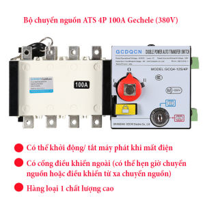 Cầu dao đảo chiều chuyển đổi 2 nguồn điện tự động ATS 3 pha 380v 100A Gechele GCQ4-125/4P