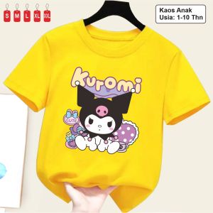 Atasan Kaos Anak Perempuan Motif KUROMI CUTE Untuk Usia 1-10 Tahun