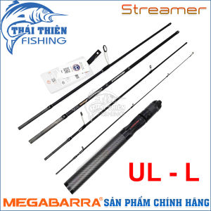 Cần Câu Lure Xếp Gọn Megabarra Streamer 1m8 5 Khúc Thu Gọn 44cm Khoen Fuji K-Frame Carbon Siêu Nhẹ