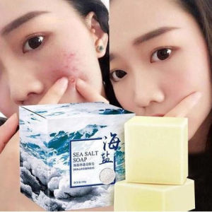 Fast shipping100g Sea Salt Soap  Shrinks Pores Whitens Skin & Removes Blackheads  100% Authentic