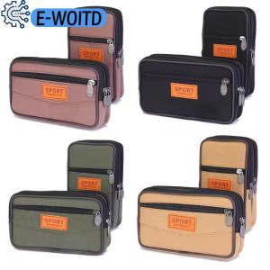 E-WOITD Wallet Purse Double Layer Men Phone Bag Belt Pouch Horizontal Mobile Phone Pouch Canvas Casual Men Waist Pack Outdoor Sports