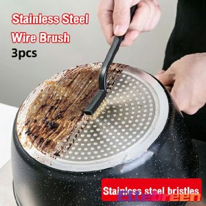 Stainless Steel Wire Brush Tooth Brushes Rust Scrub Remove Cleaning Tools 3pcs/set