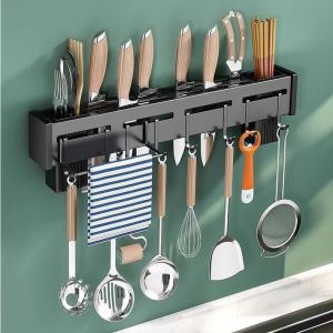 GXY Knife Holder Knife Rack Wall Mounted Kitchen Organizer Stainless Steel Hanging Knife Organizer Multifunction Kitchen Knife Storage Rack
