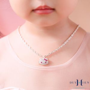 Mặt Dây Chuyền Bạc Nguyên Chất Duy Hiển S990 Cho Bé Gái Hình Mặt Mèo Hello Kitty Dễ Thương Đủ Các Size