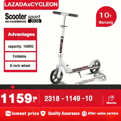 AENXRD Aluminum Scooter Foldable Scooter For kids adult youth Outdoor portable folding foot brake Height Adjustable with Handbrake