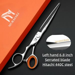 Professional Left Hand Barber Scissors Set of 6-6.5-6.8 Inches Hairdressing Scissors Hitachi 440C Steel Barbershop Accessories