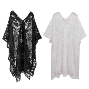 Elegant Lace Sheer Beach Coverup: Lightweight Swimsuit Accessory for Ladies Beach Parties
