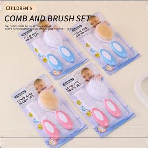 Gentle Baby Grooming Set Bath Brush and Detangler Comb for Infant Skin Care Scalp Massage Tool Hair Care