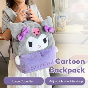 Sanrio Cute Kuromi Plush Backpacks for Girls School Bag Cartoon Large Capacity Girl Backpack