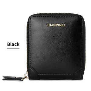 【Genuine Cowhide Leather】CHANPINCL Brand Womens Short Luxury Wallet Coin Pocket Zipper Multi-Functional Youth Retro Oil Waxed Original Leather New Fashion Hot Sale Clip