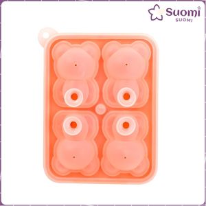 Suomi 4 Grid 3D Little Bear Shape Ice Cube Silicone Mold Household DIY Juice Milk Ice Machine
