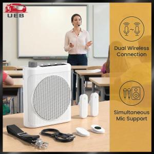 [UEB AUTO] Voice Amplifier with Dual Lavalier Lapel Clip BT Microphone Rechargeable Speaker for Streaming Class Speech Meeting Yoga Guides