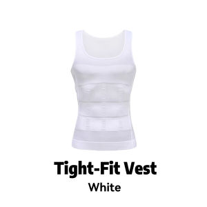 FICOOL Dri Fit Compression Shirt - Mens Waist Sando for Workout & Daily Fitness Running Cycling Training GYM Exercise Workout White Black Compression Tank Top for Men
