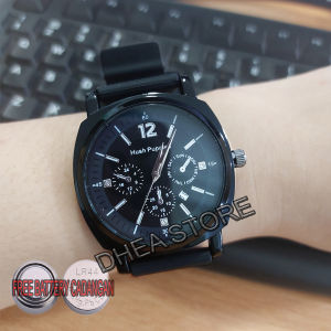 Jam Tangan Kasual Wanita Karet Hush Pupis Tanggal Terbaru FREE Baterai Cadangan