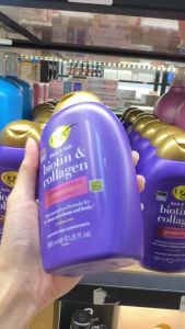 Dầu Gội & Xả OGX Biotin & Collagen Làm Dày Tóc ✔️ Collagen thẩm thấu vào từng sợi tóc giúp tóc chắc khỏe dày hơn và bồng bềnh hơn.  ✔️ Protein lúa mì hỗ trợ phục hồi nang tóc làm tóc dày và tăng độ đàn hồi.