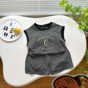 Bộ Sát Nách Kẻ In Cún Cho Bé Trai Bé Gái BECOOL Bộ Đồ Mặc Hè Chất Zip Hàn Co Giãn 4C Cho Bé Từ 8-27kg