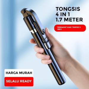 ( MY ACC ) 1.7 Meter Tongsis Bluetooth 4in1 R1S-L 1.7M Tripod Remote LED Tinggi / Tongsis 170cm 3 Kaki Stand Kokoh Potrait dan Landscape R1SL 4 IN 1