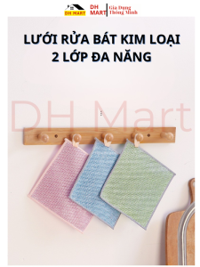Khăn Lưới Rửa Chén Bát Đa Năng Dây Kim Loại 2 Lớp – Miếng Cước Cọ Xoong Nồi