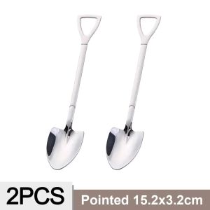 ช้อนเสียมสแตนเลส2ชิ้นช้อนทองเงินช้อนกาแฟของหวานไอศกรีมช้อนช้อนชาห้องครัวบนโต๊ะอาหารชุดเครื่องใช้บนโต๊ะอาหาร