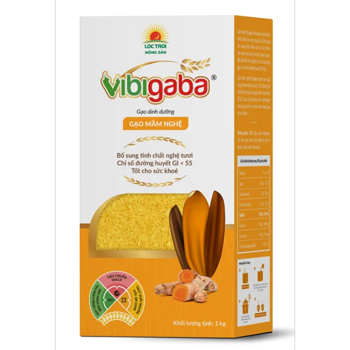 Gạo Mầm Vibigaba Nghệ Hạt Ngọc Trời Gói 1Kg - Tốt Cho Người Viêm Loét Dạ Dày, Tá Tràng, Viêm Gan, Tiểu Đường
