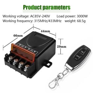 433Mhz AC 220V 30A Wireless Remote Control Switch 1CH RF High Power Relay Receiver Module with ON OFF Transmitter for Home Light/Lamp/Lock Remote-Switch