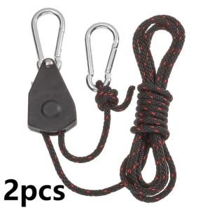 2pcs 2m Camping Awning Wind Rope Pulley Tensioner Adjustable Buckle Ratchet Hangers