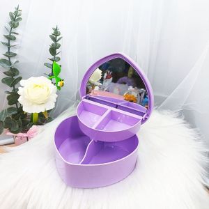 TIMIA Stationery Boxes Women Shelf With Mirror Make Up Trinket Storage Organizer Case  Girls Love Heart Heart-shaped Jewelry  Box  Cosmetic Organizer Girls Makeup Storage Box Sundries Container