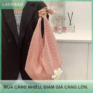 【LAKEBAO】 Của phụ nữ bện Túi Phong Cách Hàn Quốc Vai Tote Túi lười biếng phong cách dệt kim rỗng hoa bãi biển túi