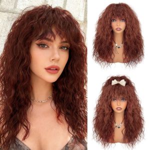 Cross-border Europe America and Africa new wig natural wool roll bangs chemical fiber full head cover high temperature silk curly hair wig