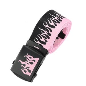 PUNK ROCK họa tiết lửa vành đai có thể điều chỉnh khóa cài kim loại bền bông vải thời trang đường phố Phụ kiện cho nam giới và phụ nữ