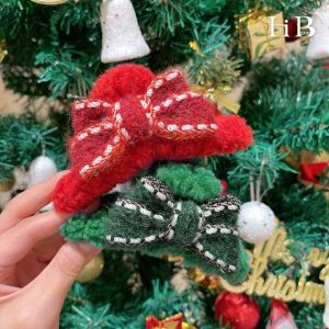 THANKSKY แกะขนแกะ ที่ติดผมรูปคริสต์มาส สไตล์เกาหลีแบบ Barrettes บาร์เร็ตต์ กิ๊บติดผมรูปโบว์ ไม่ซ้ำใคร อุปกรณ์เสริมผม คลิปจับปลาฉลาม สำหรับผู้หญิง