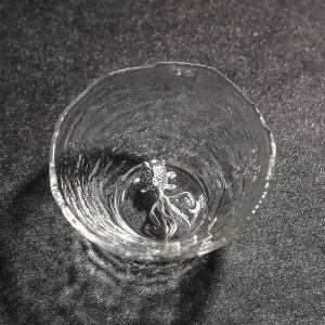 锤目纹镶银玻璃茶杯耐热加厚品茗杯银鱼杯日式功夫茶具主人杯单杯