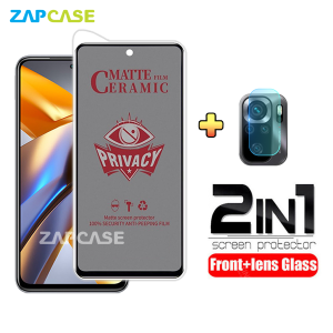 PAKET 2in1 Anti Gores Layar Privacy Xiaomi Poco M5s Free Tempered Glass Camera Lens
