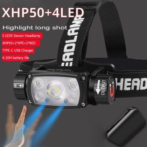 【Motion Sensor】1000000LM headlamp rechargeable water proof Headlight head torchlight rechargeable powerful Head Lamp Magnetic Flashlight XHP50 Sensor head torch Outdoor Hiking Headlamp for Camping emergency light