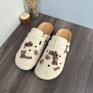 Dép slip-on giày lười sục nữ mềm thời trang tặng sticker gấu (1803)