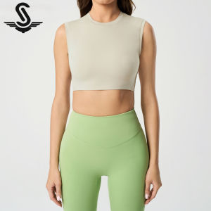 SUCCMING Short No Chest Pad Yoga Vest for Women Barely-There Feel Lightweight Breathable Sleeveless Pilates Fitness Sports Top DAW157