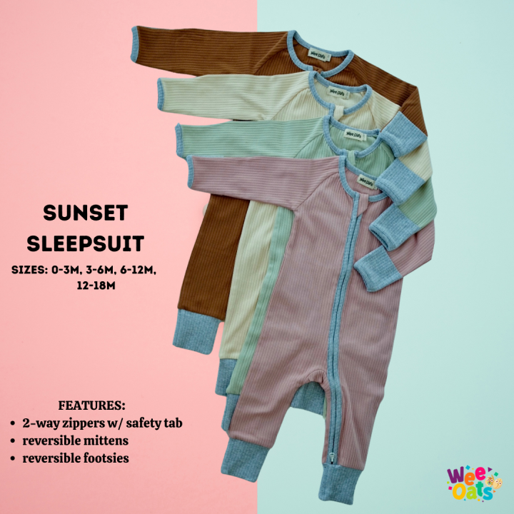 wee-oats-sunset-organic-cotton-baby-sleepsuit-with-foldable-mittens