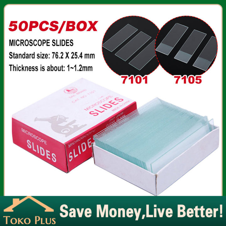 50Ppcs/Box Object Glass 7101 7105 Microscope Slides Kaca Mikroskop Slides Kaca Preparat Objek Glas Kaca Benda