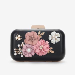 "Flower Evening Party Clutch - Fashionable Female Handbag with Chain - Ready Stock, Fast Shipping - Size: 17*4*10cm"